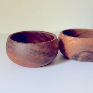Crate & Barrel set of Tondo Acacia wood bowls